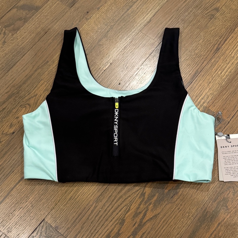 DKNY Black and Mint Crop Top